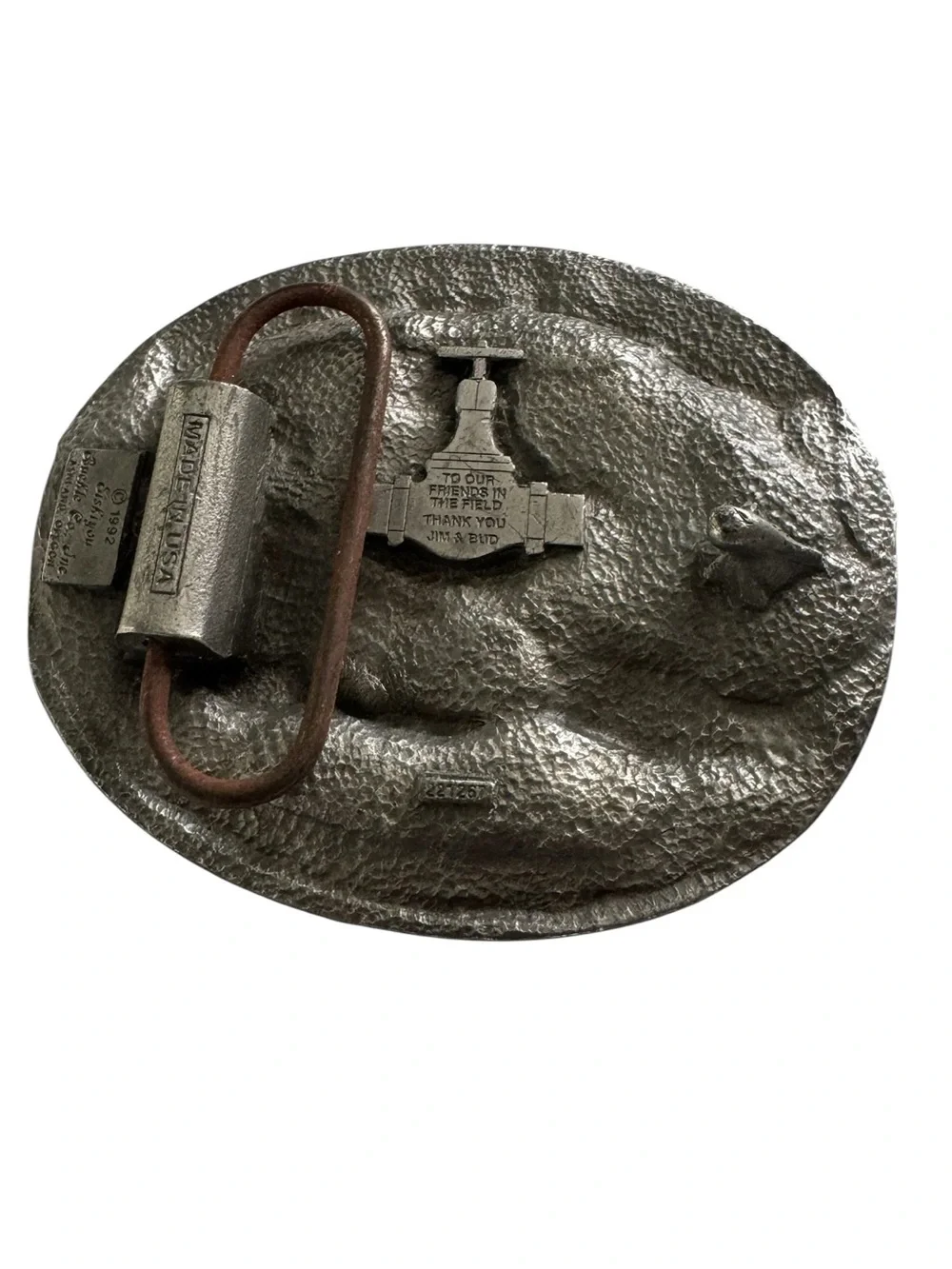 Vintage 1992 Siskiyou Pipe Fitter Porter Pipe Pewter Belt Buckle Made in USA Wel
